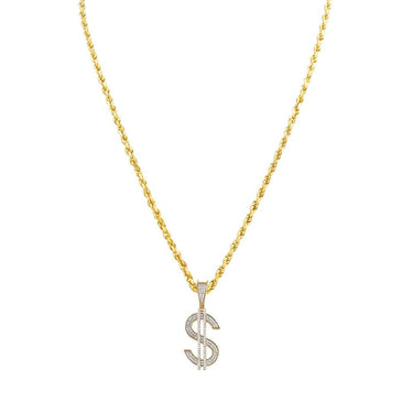 Diamond Dollar Sign Pendant in 10k Yellow Gold 0.40 Ctw